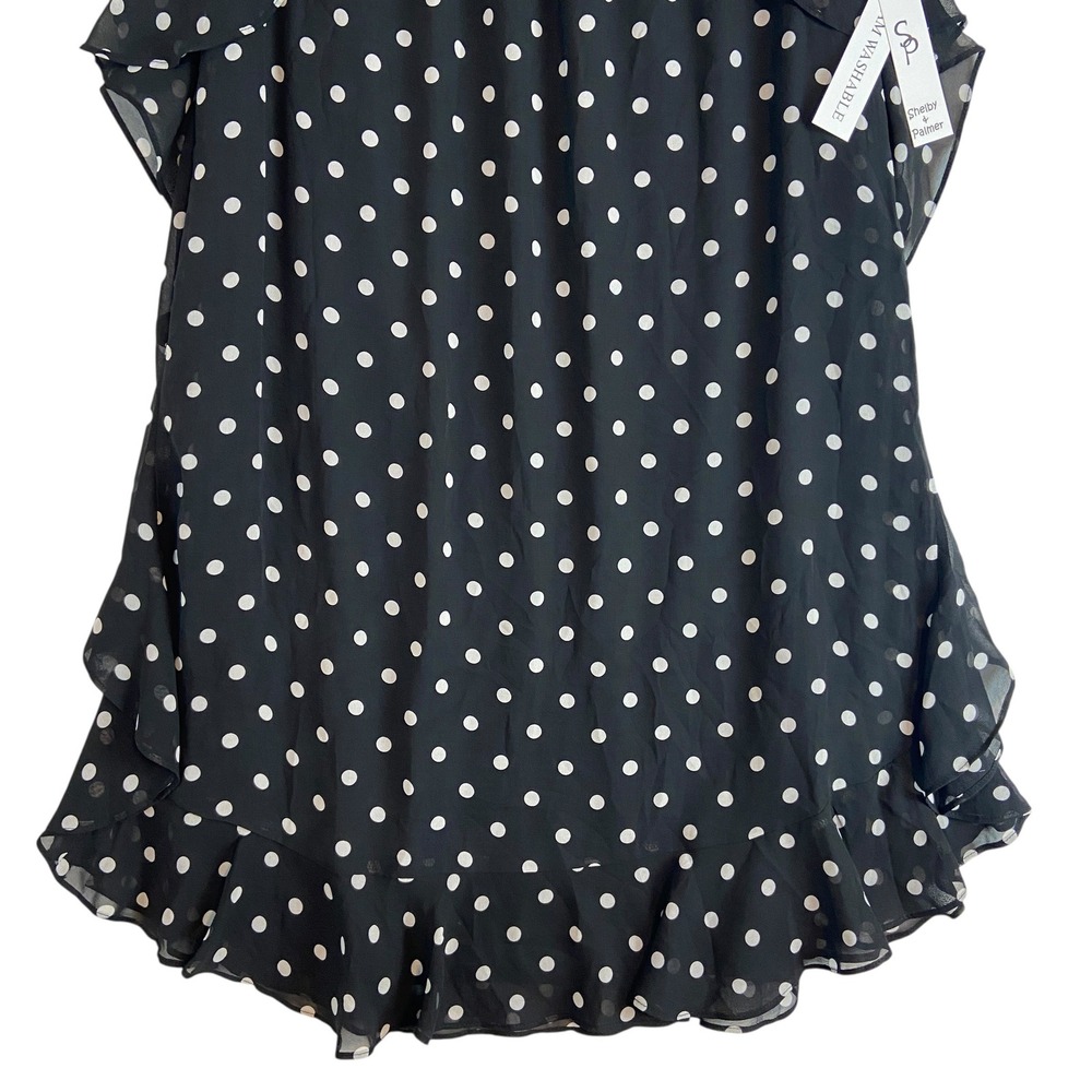 Shelby & Palmer Black White Polka Dot Ruffle Sleeveless Shift Dress Size 8 - Picture 3 of 8